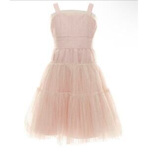 Rare Editions Girls Size 8 Pink Tulle Gold Glitter Dress. Formal. Holiday. Party